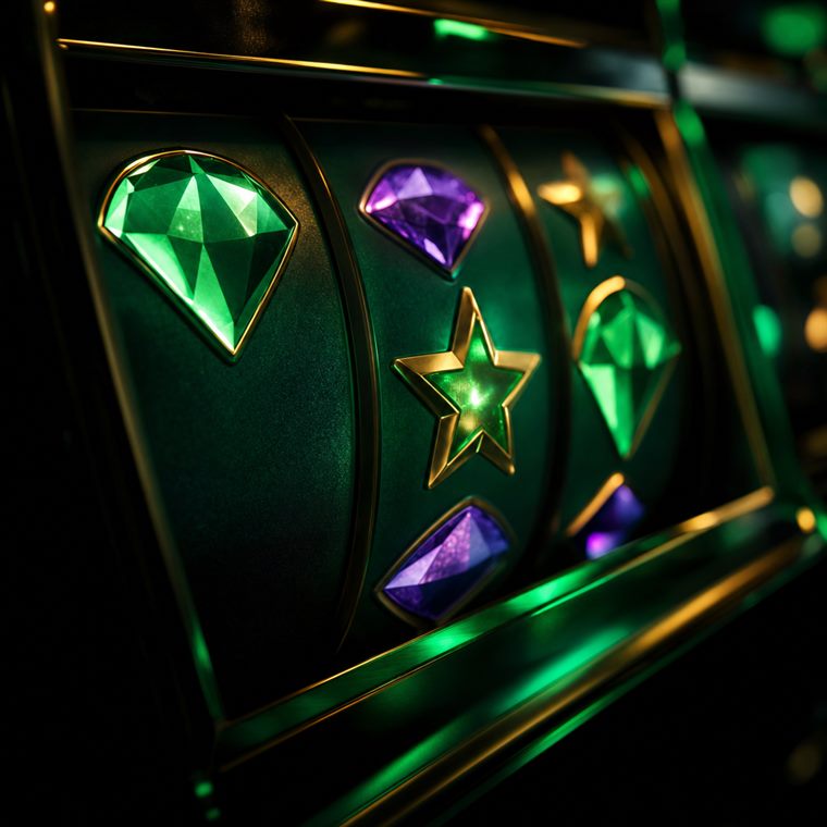 Rows of digital slot reels glowing on a dark screen